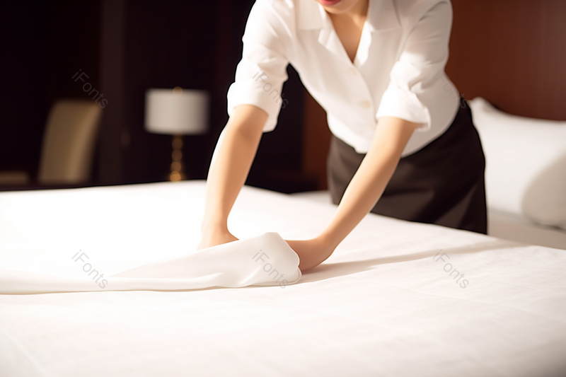 高档酒店卫生管理保洁员整理床铺,高清,摄影图,摄影图片,图片大全,摄影图免费下载